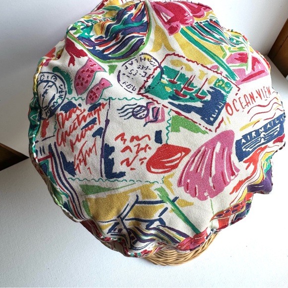 Vintage Liz Claiborne Retro Beach Postcard Print Bucket Hat 1994 - Picture 5 of 10